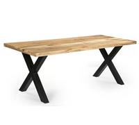 SEMARANG table de repas rectangulaire en bois massif et métal L.200 cm