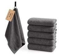 SEMAXE Lot de 6 Serviettes en Gris, 100% Coton, certifié Oeko-TEX, Doux & très Absorbant, avec Boucles de Suspension Pratiques, dans Une boîte Cadeau