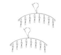 Semazz Étendoir à Linge à Suspendre,Acier Inoxydable Cintre de Chaussette Pliables Séchoirs Cintre avec 16 Pinces Étendoir pour Chaussettes sous-vêtements Serviette