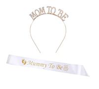 Semazz Mummy to Be Couronne,1 PCS Strass Maman Diadème Tiare + 1 PCS Echarpe pour Maman à Etre Bandeau Serre-Tête pour Fête de Bébé Accessoires Fournitures