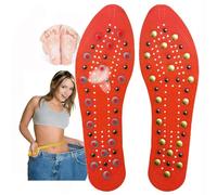 Semelle Magnétique Perte De Poids,Semelles Pour Maigrir,Semelles Magnétiques pour Chaussures d'acupression,Thérapie du Pied,Semelles de Réflexologie Plantaire Pour Homm(Size:2 pairs,Color:Rouge)