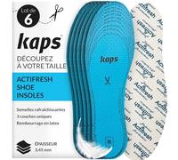 Semelles Anti-Odeur Homme & Femme, 6 Paires, à Découper - Kaps | Sous-Pieds Fins & Inserts pour Chaussures, Parfum Menthe Poivrée, EU 36-46, Baskets, Souliers de Travail, Antibactérien