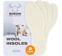 Semelles d'hiver BISON - 2 paires, laine de mouton et peau d'agneau chaude, semelles confortables pour femmes et hommes, taille 38