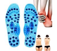 Semelles Magnétiques Amincissantes - 68 Aimants Naturels, Reflexologie Plantaire, Semelles Orthopédiques Acupression pour Hommes et Femmes - Bien-être des Pieds(Size:L(41-45),Color:Bleu)