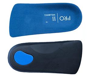 Semelles orthopédiques 3/4 avec soutien de la voûte plantaire et talon coupelle, pieds plats, (UK 11 EU 46)