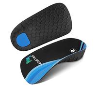 Semelles orthopédiques 3/4 avec soutien de la voûte plantaire pour pieds plats - Soulage la surpronation de la fasciite plantaire - Pour homme et femme - Noir et bleu - Taille L : homme 9 à 11, femme