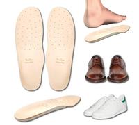 Semelles orthopédiques en cuir véritable avec soutien arc plantaire et rehausseur talon en latex - Produit italien - Semelle intérieure en cuir anti-odeur, pieds plats fasciite plantaire (44 EU)