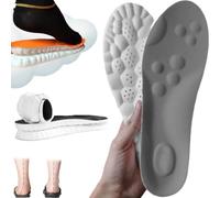 Semelles pour femmes et hommes, 2025 New 4D Cloud Soles pour femmes stepprs de massage, coupe ultra confortable semelles avec soutien de la voûte plantaire (gris, hommes 6,5-7,5/femmes 8-9)