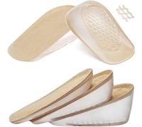 Semelles Surélevées Semelle intérieure en Gel de Silicone for augmenter la hauteur, Inserts levage talon invisibles, coussinets élastiques(S-3.5 CM-Khaki)
