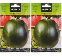 Semences horticoles de Batlle - Pastèque Sugar baby (8g), Rouge,Verte (Lot de 2)