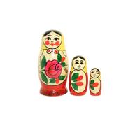 Semenovskaya Matriochka Babushka Matryoshka Lot de 3 poupées à emboîter 7 cm - Poupée en bois - Rose