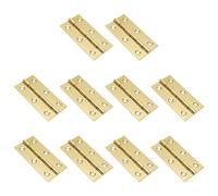Semetall Lot de 10 charnières de porte dorées en laiton massif de 6,3 cm avec vis pour porte de meuble, armoire, boîte, charnières pour placards (63 mm x 32 mm)