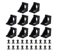 Semetall Lot de 10 équerres d'angle intérieures en forme de L, 35 mm x 35 mm x 29 mm pour profilé d'extrusion d'aluminium série 3030 (noir)