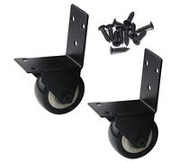 Semetall Lot de 2 roulettes pivotantes avec plaque en forme de L, 5,1 cm silencieuse, noir