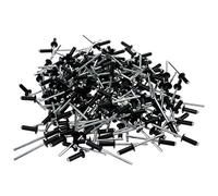Semetall Lot de 200 rivets aveugles en aluminium 4 mm x 12 mm avec extrémité ouverte, rivets pop pour meuble et boîte à vin (Noir)