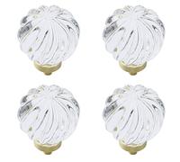 Semetall Lot de 4 boutons de commode en cristal en forme de ballon pour tiroirs de commode et cuisine, salle de bain (36 mm, transparent)