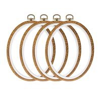 Semetall Lot de 4 cercles à broder ovales de 17 x 13,5 cm en imitation bois pour broderie au point de croix pour broderie sur tissu et décoration de Noël