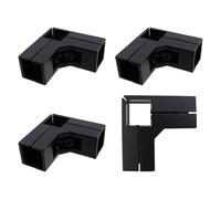 Semetall Lot de 4 connecteurs de tube carré en L de 2,5 cm à 3 voies - Collier de serrage en alliage d'aluminium pour garde-corps de clôture, raccord de tube carré fendu