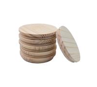 Semetall Lot de 6 couvercles ronds en bois de pin avec anneaux d'étanchéité en silicone de 10,9 cm de diamètre pour café, boisson, tasse, bière, canette de bière
