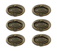 Semetall Lot de 6 poignées d'armoire antiques en alliage de zinc vintage de 6,8 x 4,3 cm pour armoire et tiroir, quincaillerie de cuisine et de salle de bain (placard, commode, bar)