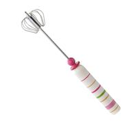 Semi Automatic Whisk - Press Rotary Non-Slip Handle Frother, Push Mechanical Blender | Self Turning Agitator Manual Hand Mixer Batter Stirrer Spring Action Whip Egg Beater for Coffee Milk
