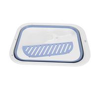 Semi Enclosed Foldable Cat Litter Box, Splash Proof Kitten Toilet with Detachable Pedal and Scoop, Space Saving Foldable Cat Potty Pan for Indoor Cats and Small Pets (Bleue)