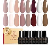 Semi-Permanent Brown Nail Polish, 8 Colours Brown Nude White Nail Polish, Soak-Off Uv/Led Gel Polish Manicure Gift