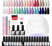 Semi-Permanent Complete Nail Polish Kit, 18 Colours Gel Nail Polish Kit With Nail Lamp 36w U V Led Basic Tools For Manicure Starter Kit Gift For Women