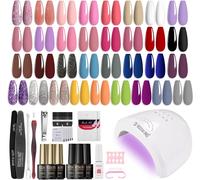 Semi-Permanent Gel Nail Polish Kit 48 W Uv/Led Lamp 33 Colours Tools Complete Gift For Women Valentine's Day Party
