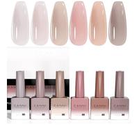 Semi-Permanent Gel Nail Polish Set 6 Colours UV Gel Nail Polish Colour Paste Transparent Nude Grey Brown Purple for VERNIS A ONGLES