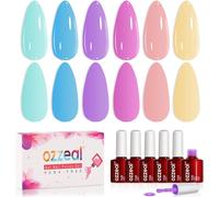 Semi-Permanent Gel Polish Kit Pastel Pink Blue Lavender - 6 Colours (Mint Green, Yellow, Macaroon) For Spring Summer - Gel Nail Polish No Hema Stripping For Art And Salon