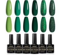 Semi-Permanent Green Nail Polish, 6 Colours Forest Series Semi-Permanent UV Gel Polish, Light Green, Dark Green, Gl VERNIS A ONGLES