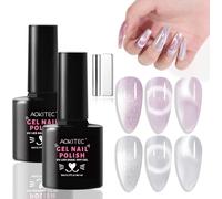 Semi-Permanent Magnetic Gel Polish Kit - Two-Tone Purple & Silver With Magnet, 9d Cat Eye Uv Gel Polish, High Quality Easy Application, Long Resistance, For Salon Or Diy Beginners