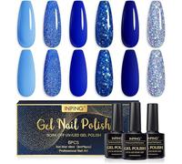 Semi-Permanent Multi-Colour Glitter Ocean Blue Nail Polish - UV/LED Soak Off Gel Polish for Beginners and Nail Art VERNIS A ONGLES