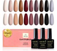 Semi-Permanent Nail Polish, 10 Colour Nude Beige Grey Brown Black Autumn Winter Gel Soak Off Uv Nail Polish For Halloween French Manicure Nail Art Salon Diy At Home