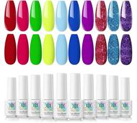 Semi-Permanent Nail Polish, 10 Colours Shiny Nail Polish Uv Gel Colour Uv Gel Nail Polish Uv Led Nail Polish Manicure Nail Art Set Fluorescent Green Neon Red