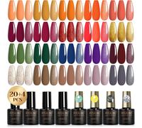 Semi-Permanent Nail Polish, 24 Pieces Orange Red Gold Colours Semi-Permanent Gel Polish, Green, Blue, Purple, Brown Grey, Soak-Off Uv/Led Nail Polish Semi-Permanent Autumn Winter Manicure