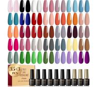 Semi-Permanent Nail Polish 38 Pieces, 35 Colours + 1 Base + 1 Glossy Top Coat + 1 Matte Top Coat, Set Semi-Permanent Gel Polish Pink Black White Uv Led Nail Gel Polish