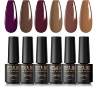 Semi-Permanent Nail Polish, 6 Colours Mini Brown Dark Purple Soak Off Nail Polish Uv Led Gel Nail Art Varnish Permanent Soak Off Manicure
