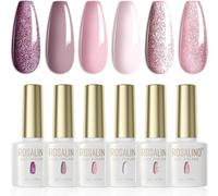 Semi-Permanent Nail Polish, 6 Colours Purple Oatmeal Pink Nude Glitter Nail Polish Soak Off Uv Led Gel Nail Polish Manicure Nail Art Kit