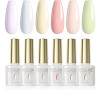 Semi-Permanent Nail Polish, 6 Macaroon Colours Pastel Colours Purple, Blue, Green, Yellow, Pink, Spring Summer Sweets, Soak-Off Uv/Led Gel Nail Polish Lamp Nail Polish Set