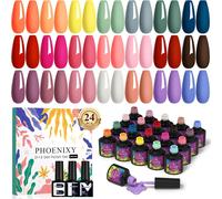 Semi-Permanent Nail Polish Kit, 24 X 7 Ml Semi-Permanent Nail Polish With Glossy Matte Top Coat Yellow Green Blue Uv Gel Nail Polish Semi-Permanent Soak-Off Gel Polish Gift Kit