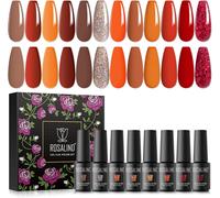 Semi-Permanent Nail Polish, Red Nude Brown Grey Pumpkin Orange Golden Sliver Colours Nail Polish, 5 Ml Nail Gel Polish Uv Led Manicure Nail Art Kit 12pcs