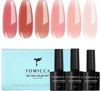 Semi-Permanent Nail Polish Transparent Pink Nude Kit, 6 Colours Uv Gel Nail Polish Semi Permanent Kit, Nail Polish Uv Led Soak Off Manicure Nail Art Kit, 8 Ml