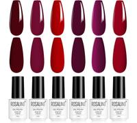 Semi-Permanent Nail Polish, Uv Gel Polish Semi-Permanent 6 Colours, Dark Red Wine And Red Nail Polish Soak Off Uv/Led Semi-Permanent Manicure