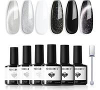 Semi-Permanent Nail Polish, Uv Gel Polish Semi-Permanent 6 Colours Soak Off Gel Polish French Manicure, Cat Eye Gel Series White Black