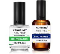 Semi-Permanent Nail Primer And Nail Dehydrator Set For Acrylic Gel Polygel Uv Gel Nail Polish Nail Prep Manicure, Protect Natural Nails Air Dry 15 Ml X 2 Pieces