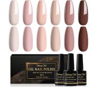 Semi-Permanent Pink Nail Polish, 6 Colours Beige Pink Nude Brown Uv Gel Semi Permanent Soak Off Uv/Led Nail Polish For Salon Manicure Diy Home, 10 Ml