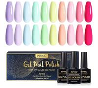 Semi-Permanent UV Gel Polish, 10 Bright Pastel Colours, Blue, Pink, Yellow, Green, Purple, Red Semi-Permanent Nail VERNIS A ONGLES
