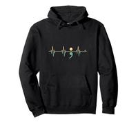 Semicolon Heartbeat Choose Life Stay Strong Message Sweat à Capuche